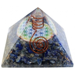 Orgonit-Pyramide Lapislazuli und Blume des Lebens 7cm