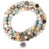 Pastellfarbene Amazonit-Mala-Halskette - Lotus/Om