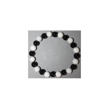 Bracelet Onyx et Howlite 8 mm Médium