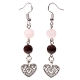 Boucles d'oreilles Grenat et Quartz avec coeur