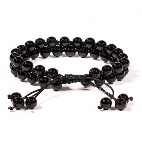 Bracelet Agate noir double