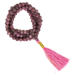 Collier Mala Tourmaline Rose - 108 perles