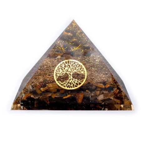 Pyramide Orgonite Oeil de Tigre Arbre de Vie